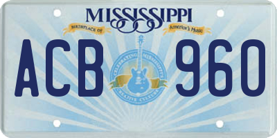 MS license plate ACB960