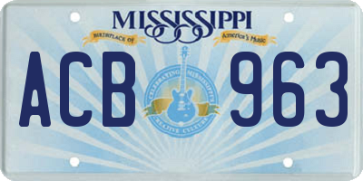 MS license plate ACB963