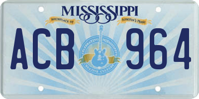 MS license plate ACB964