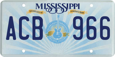 MS license plate ACB966