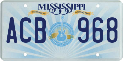 MS license plate ACB968