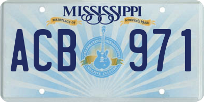 MS license plate ACB971
