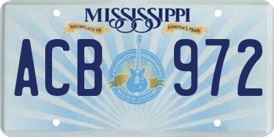 MS license plate ACB972