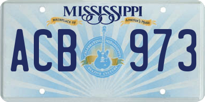 MS license plate ACB973