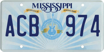MS license plate ACB974