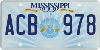 MS license plate ACB978