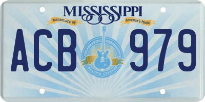 MS license plate ACB979