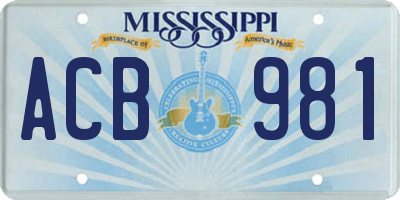MS license plate ACB981