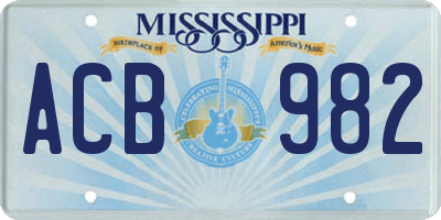MS license plate ACB982