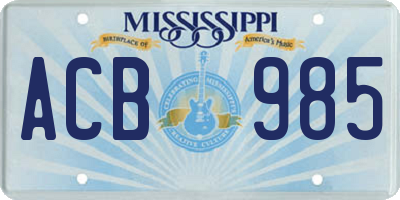 MS license plate ACB985