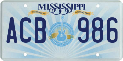 MS license plate ACB986