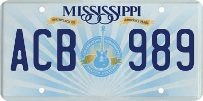 MS license plate ACB989
