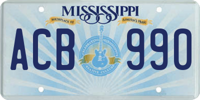 MS license plate ACB990