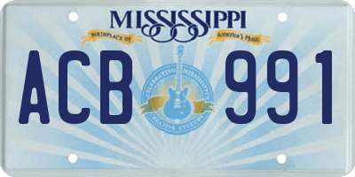 MS license plate ACB991