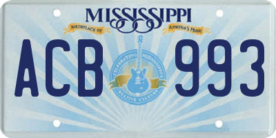 MS license plate ACB993