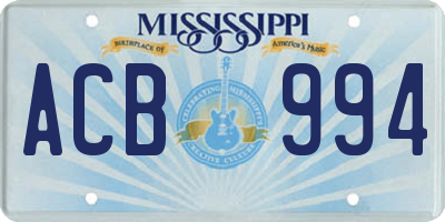 MS license plate ACB994