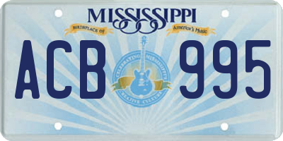 MS license plate ACB995