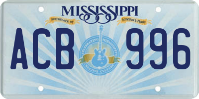 MS license plate ACB996