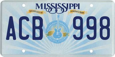 MS license plate ACB998