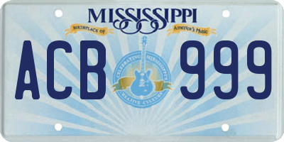 MS license plate ACB999