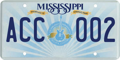 MS license plate ACC002