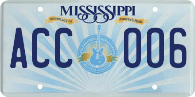 MS license plate ACC006
