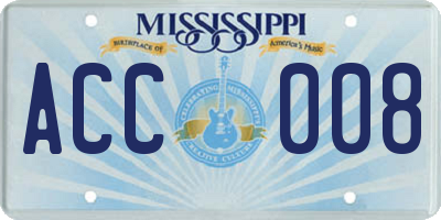 MS license plate ACC008