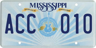 MS license plate ACC010