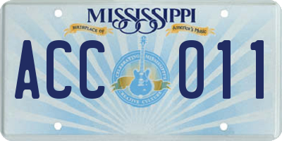 MS license plate ACC011