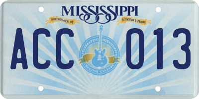 MS license plate ACC013