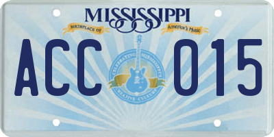 MS license plate ACC015