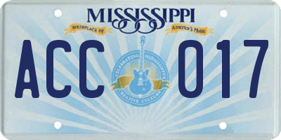 MS license plate ACC017