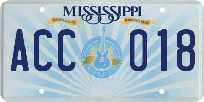 MS license plate ACC018