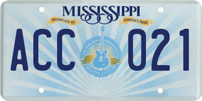 MS license plate ACC021