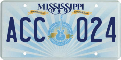 MS license plate ACC024