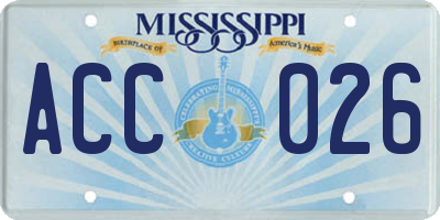 MS license plate ACC026