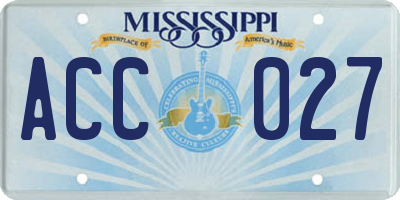 MS license plate ACC027