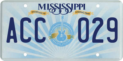 MS license plate ACC029