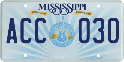 MS license plate ACC030