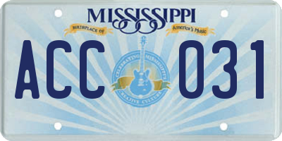 MS license plate ACC031
