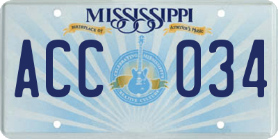 MS license plate ACC034