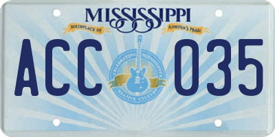 MS license plate ACC035