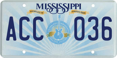 MS license plate ACC036