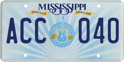 MS license plate ACC040