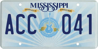 MS license plate ACC041
