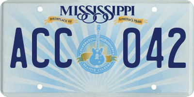 MS license plate ACC042