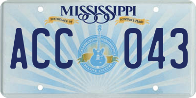 MS license plate ACC043
