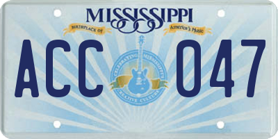 MS license plate ACC047