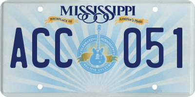 MS license plate ACC051