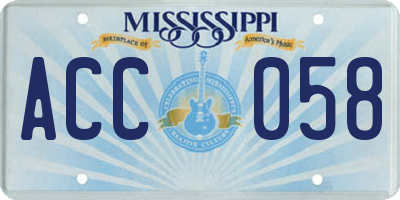 MS license plate ACC058